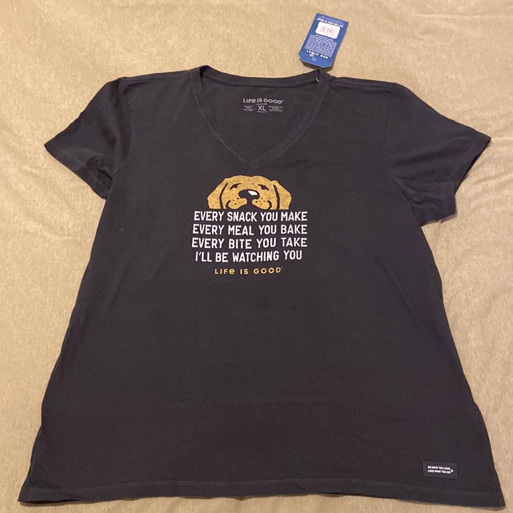 Navy Life Is Good Crusher T, Vneck NWT Sz XL